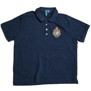 Lauren Ralph Lauren Women's‎ Crest Logo Short Sleeve Black Polo Shirt Size 1X